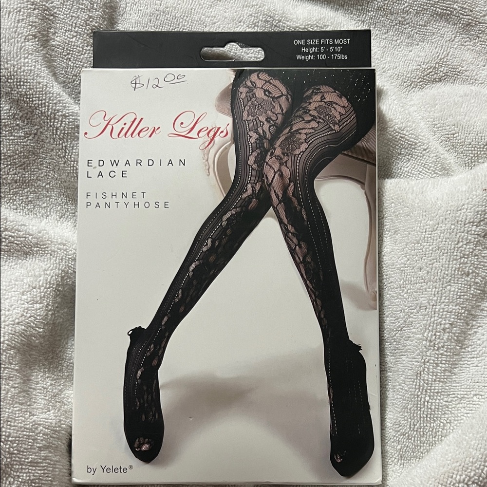 Killer Legs Edwardian Lace Black Fishnet Pantyhose